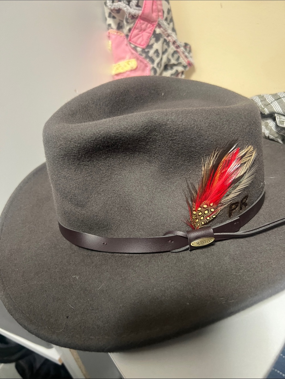 Men's Brown Felt Fedora with Feather Accent